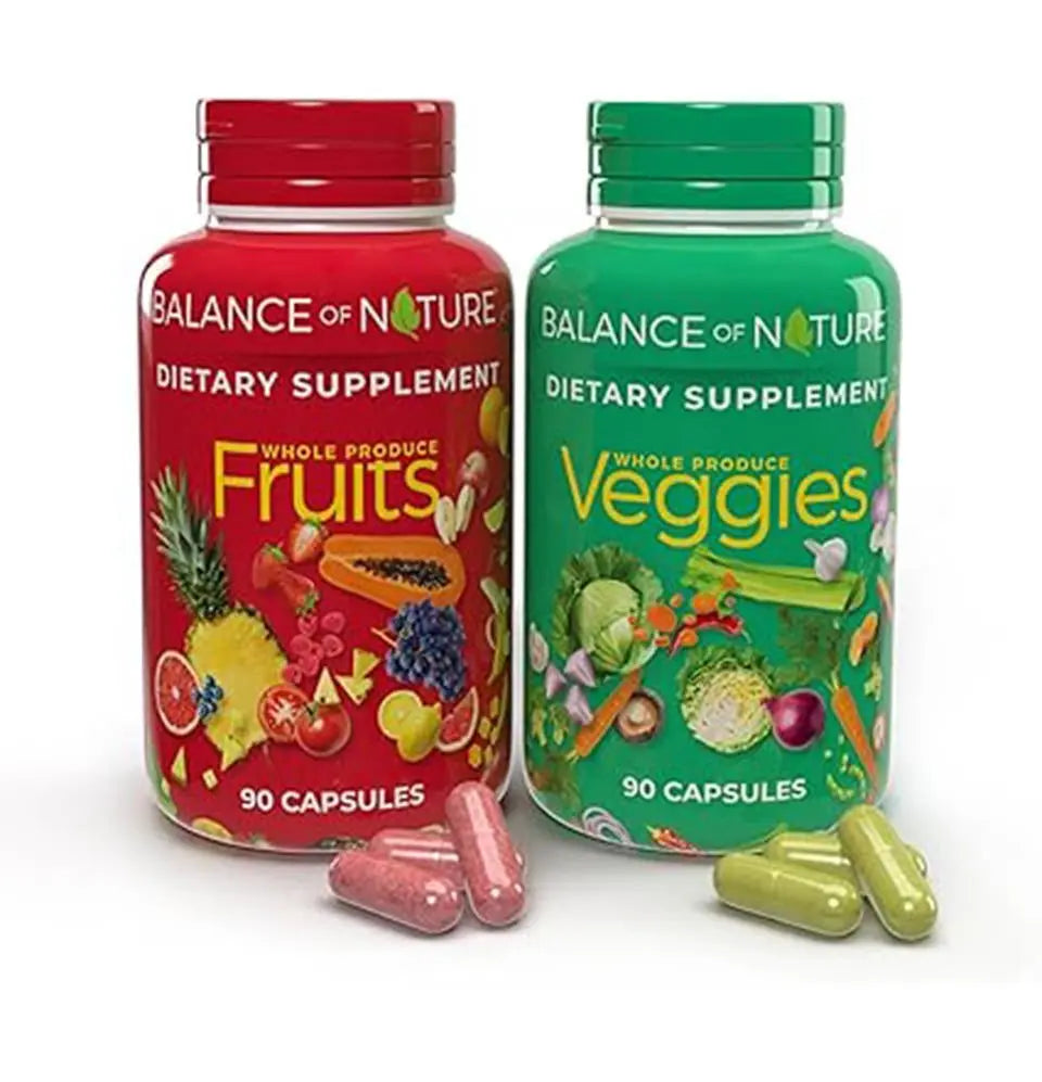 Balance of Nature Fruits & Veggies - Whole Food Supplement (90 Fruit & 90 Veggie Capsules) CaveMan Horizon