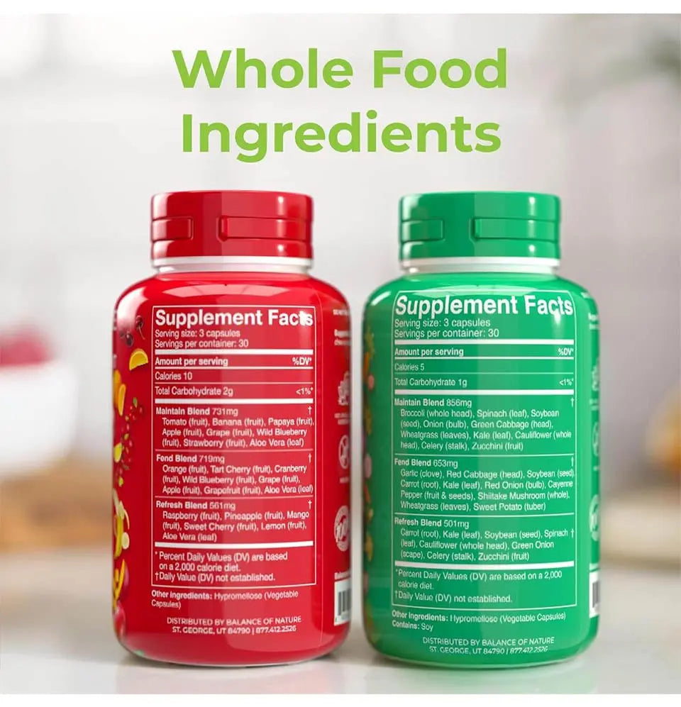Balance of Nature Fruits & Veggies - Whole Food Supplement (90 Fruit & 90 Veggie Capsules) CaveMan Horizon