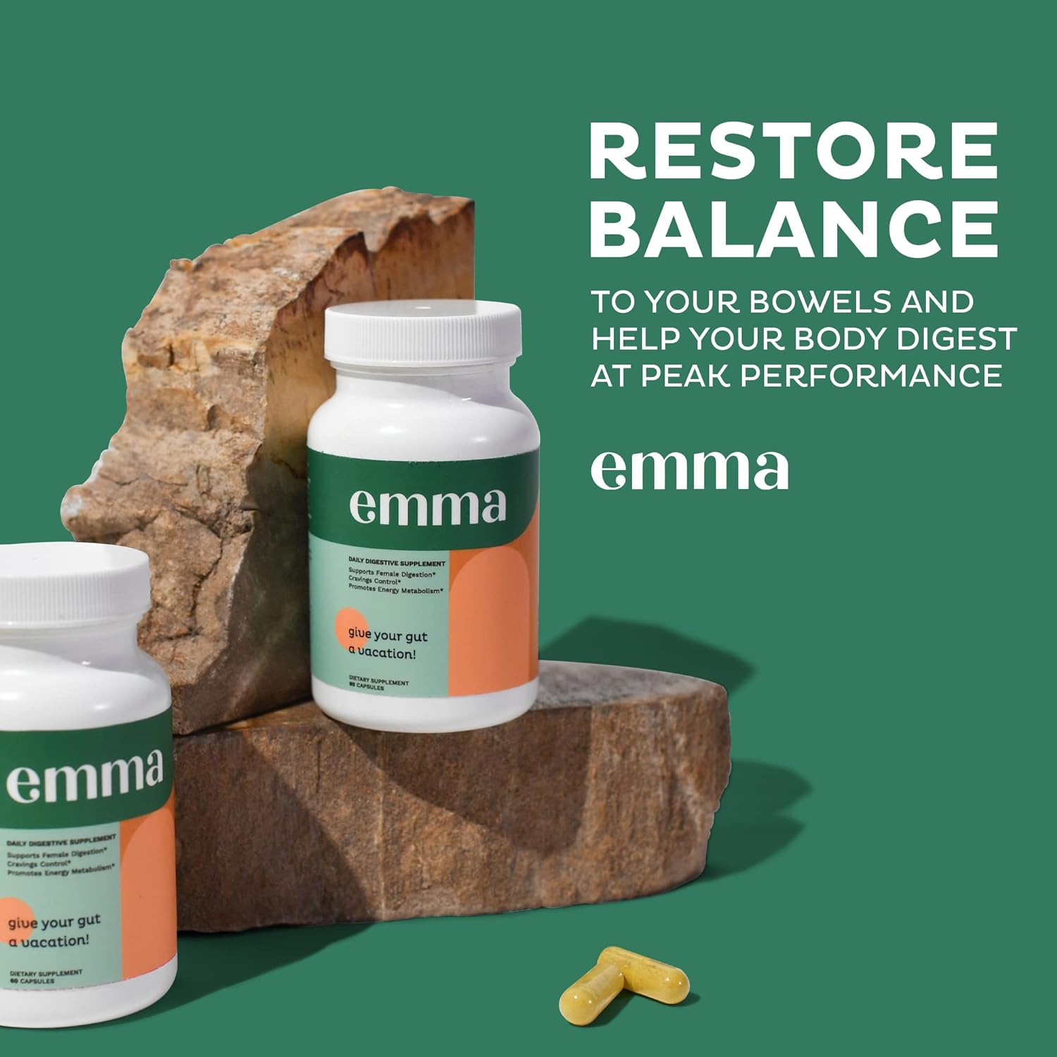 Emma Gut Health - Gas and Bloating Relief, Constipation, Leaky Gut Repair 60 Capsules - Clearance Sale Emma