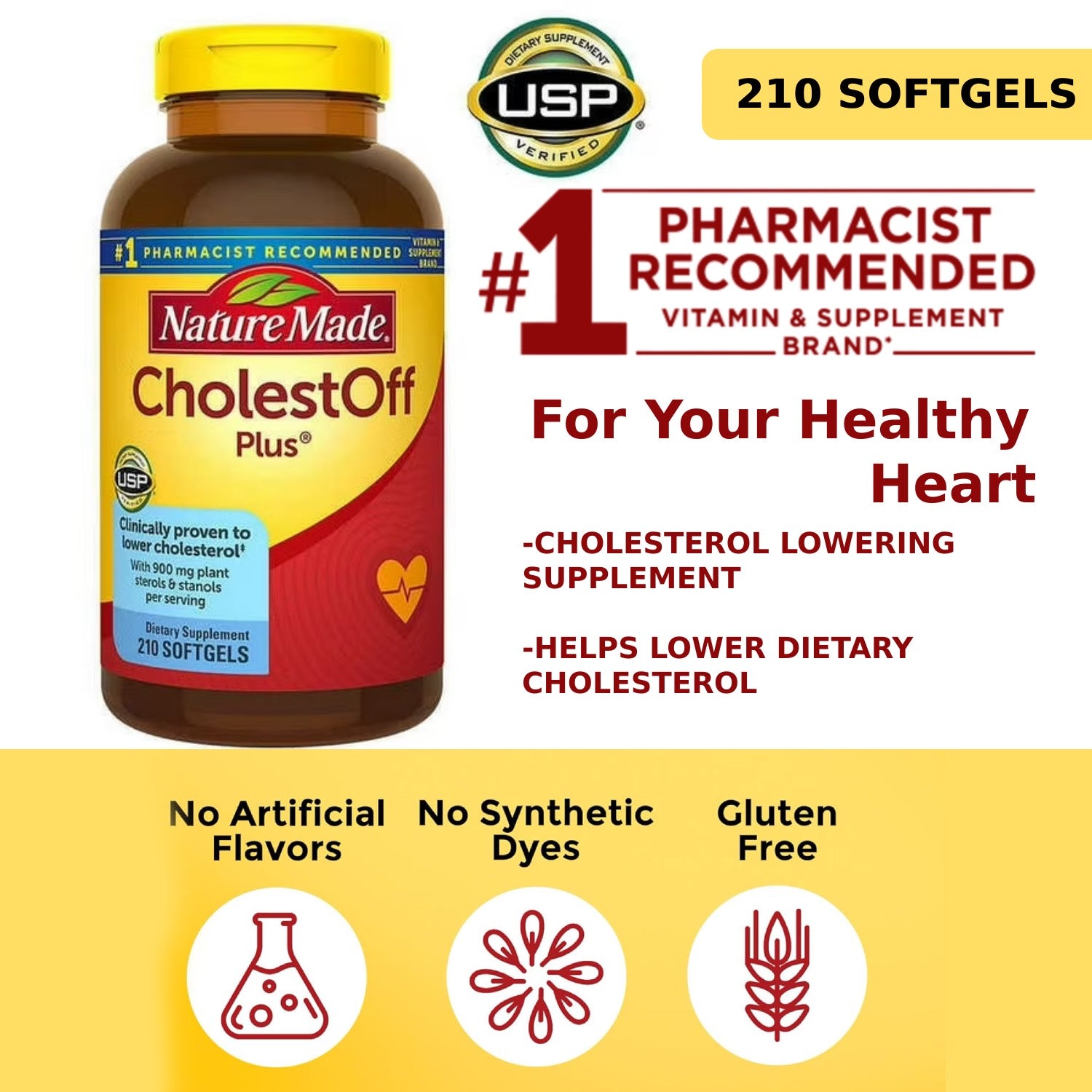 Nature Made CholestOff Plus for Heart Health Support, 210 Softgels - Clearance Sale Nature Made