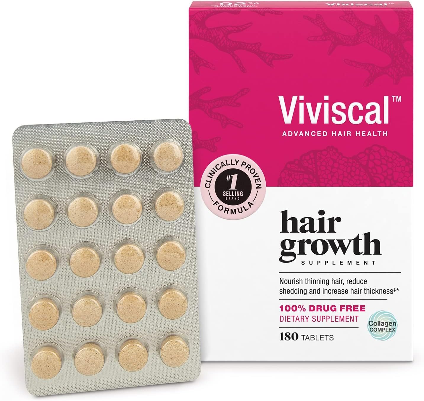 Viviscal Hair Growth Supplements For Women For Thicker, Fuller Hair, Nourishes Thinning & Loss, With Proprietary Collagen Complex, 180 Tablets - Clearance Sale Viviscal