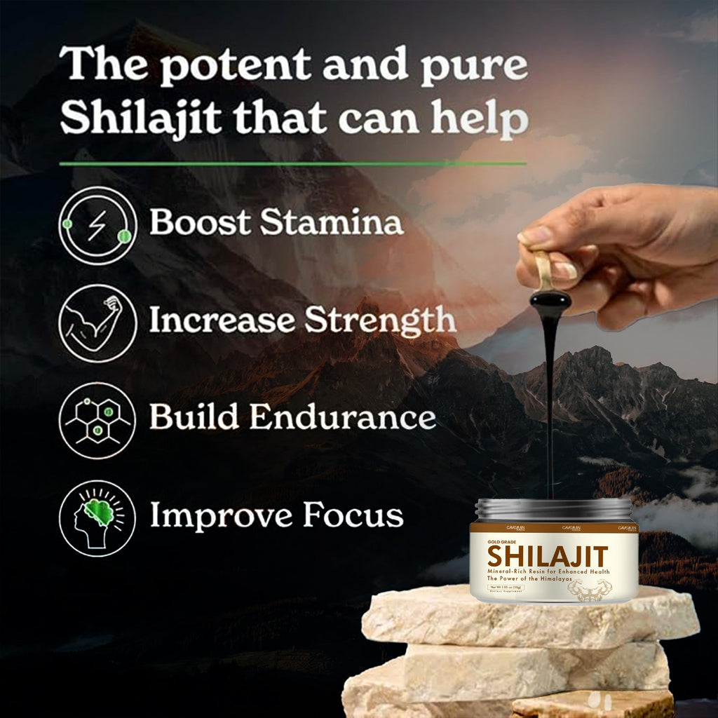 Unlock the Power of Nature with CaveMan Horizon Pure Natural Himalayan Shilajit Resin – Gold Grade | 60 Servings