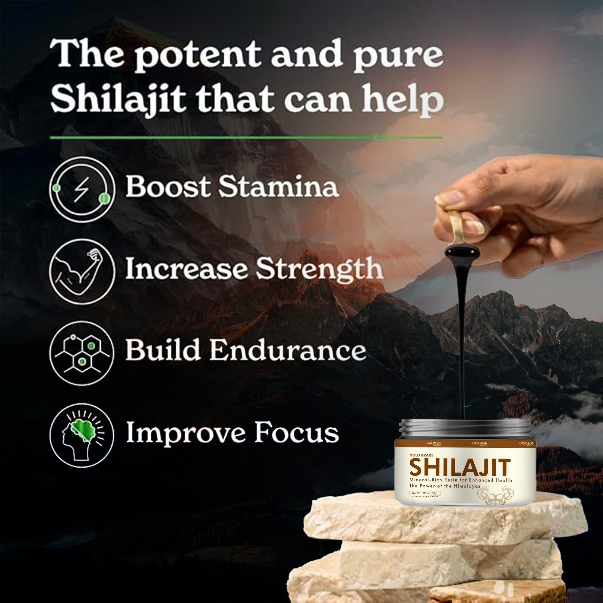 Pure Natural Himalayan Shilajit Resin - Lab Tested ✅ | Gold Grade | 60 Serving