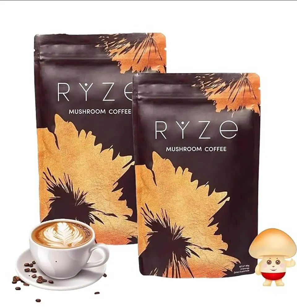 RYZE Organic Mushroom Coffee – Balanced Energy & Health Benefits in Every Cup (30 Servings)