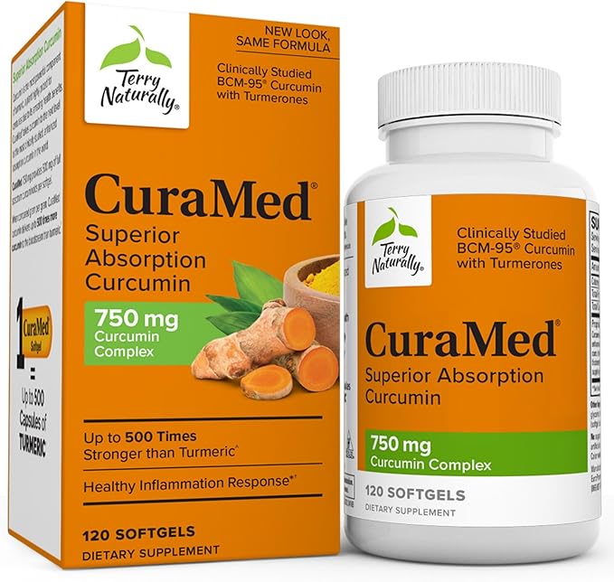 Terry Naturally CuraMed 750 mg Curcumin Complex - Superior Absorption, 120 Softgels