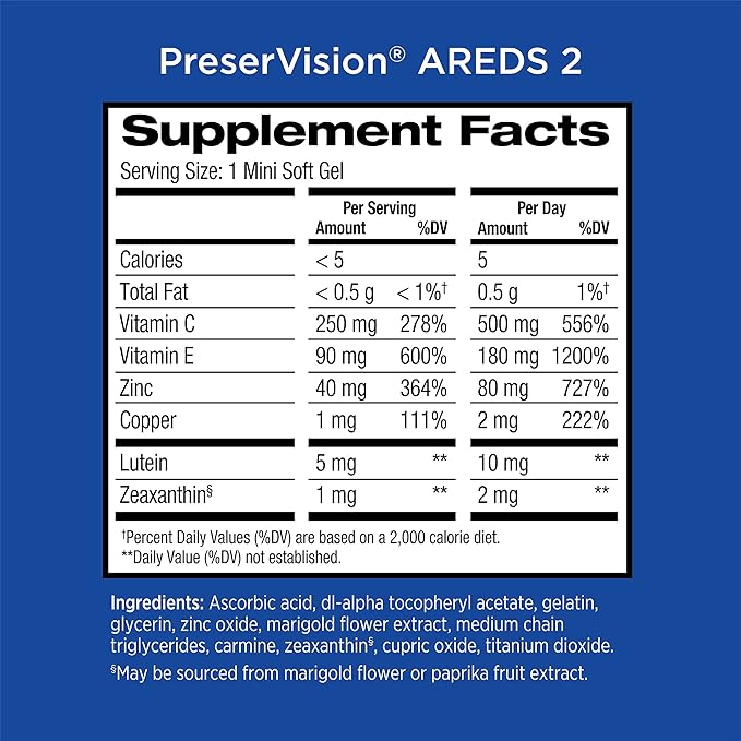 PreserVision AREDS 2 Eye Vitamin & Mineral Supplement with Lutein, Vitamin C & Zinc - 210 Softgels CaveMan Horizon